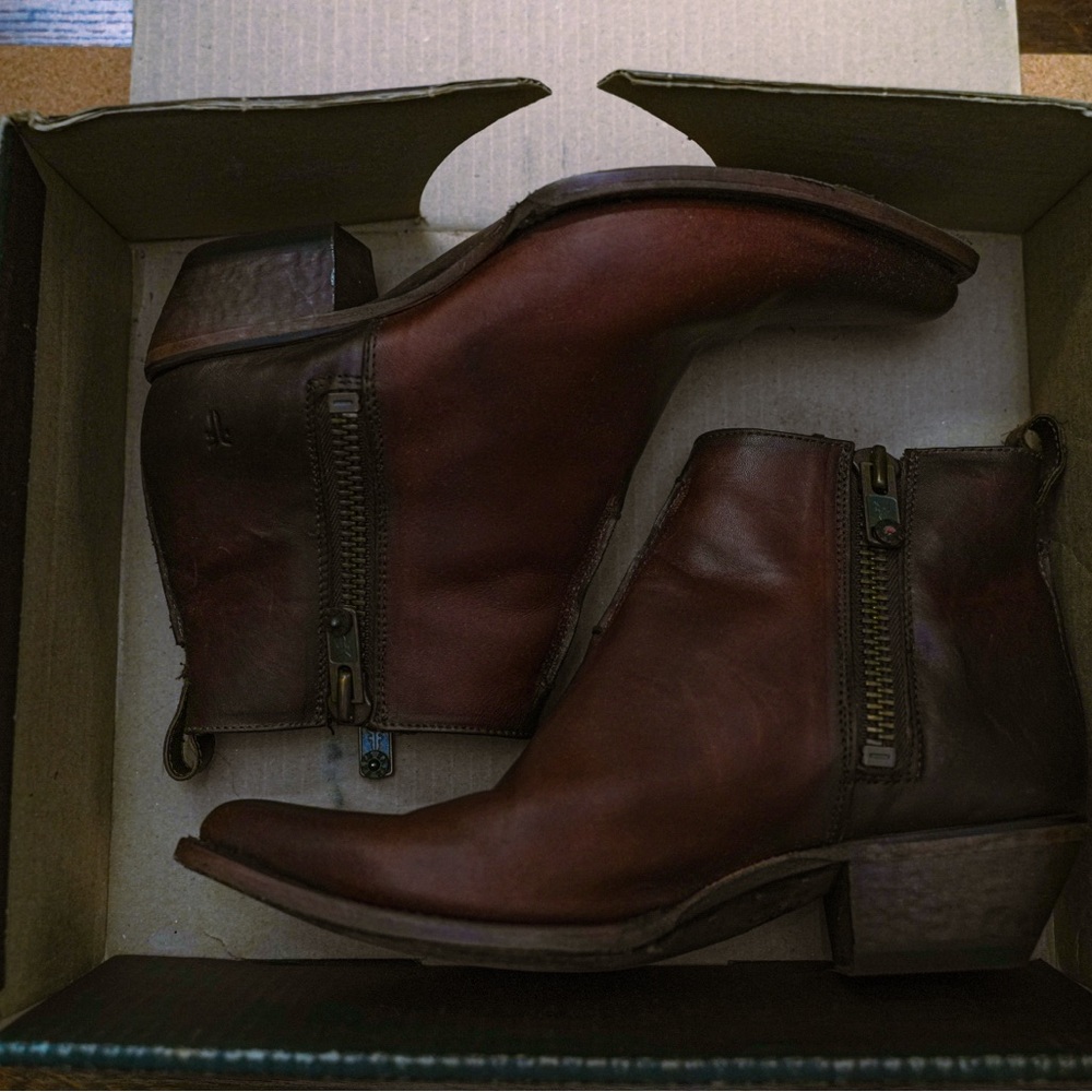 Frye Rich Brown Leather Ankle Boots - Picture 7 of 8